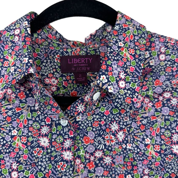 J Crew x Liberty Art Fabric Size 2 Shirt Kayoko Floral Perfect Shirt Button-up - Picture 3 of 5